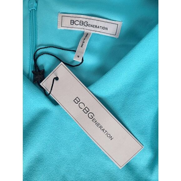 BCBGENERATION Tie-Sleeve Bow Shoulder Blue Sheath Mini Dress SIZE 16 NWT $98 - Picture 10 of 12